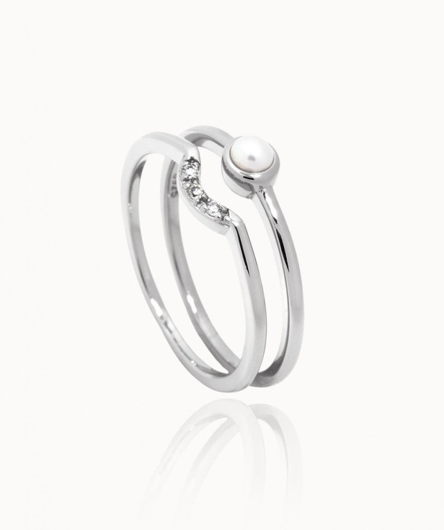 Salome Schmuck Ringe Silber | Ring Set Nora Mit Suswasserperle