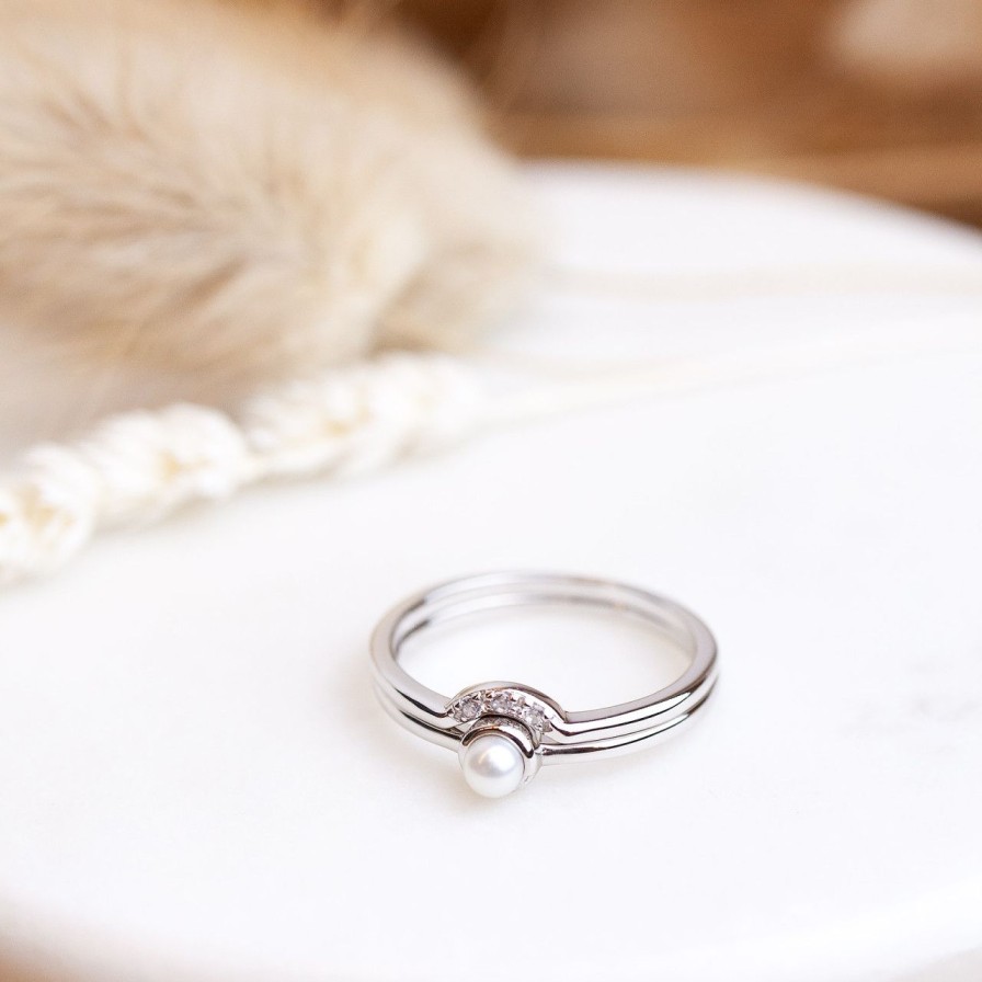 Salome Schmuck Ringe Silber | Ring Set Nora Mit Suswasserperle