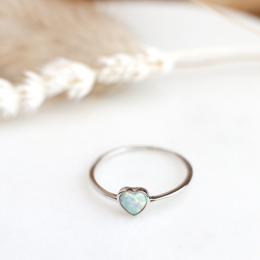 Salome Schmuck Ringe Silber | Herz Ring Amelie Mit Opal